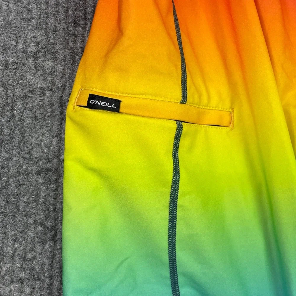 O'Neill Board Shorts Mens 30 Rainbow Ombre Hyperfreak Stretch Swim Trunks Pink